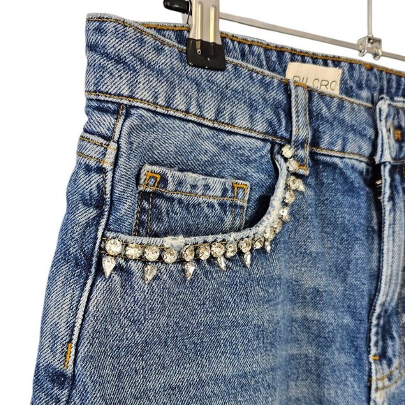 Anthropologie Pilcro Lover Embellished Denim Shorts Size 28 Gemstone NWT Cut Off - Picture 5 of 10